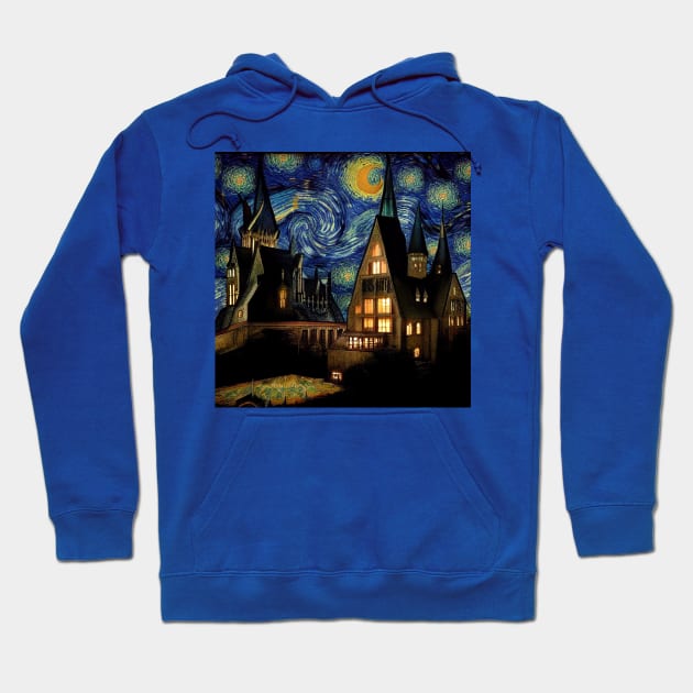 Starry Night Wizarding School Van Gogh Hoodie by Grassroots Green